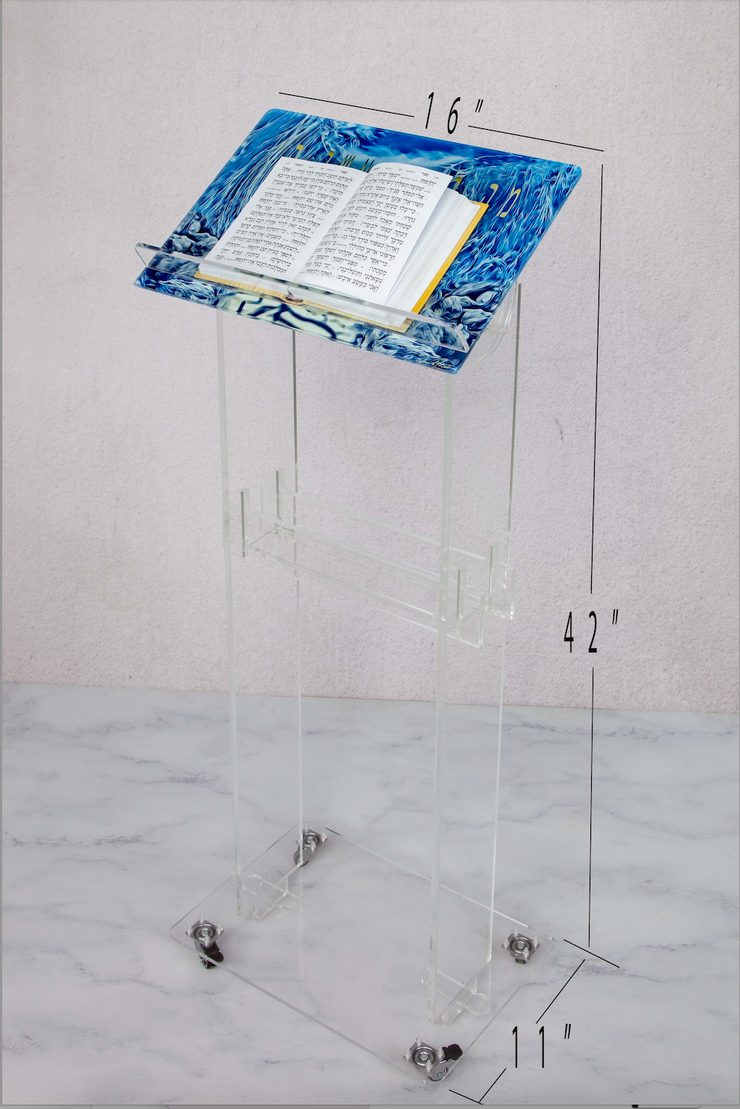 Plexiglass Shtender on wheels